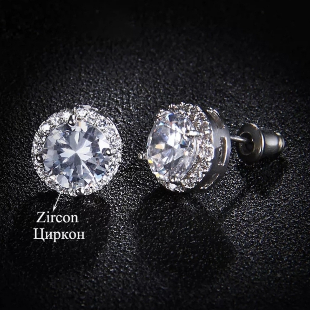 Sterling silver with simulated diamond earrings - Picture 1 of 4